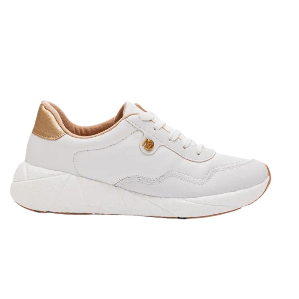 Tênis Modare Ultraconforto Casual Feminino Branco Dourado