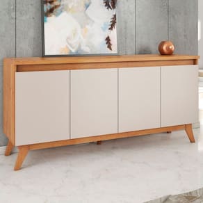 Balcão Buffet Stylo 4 Portas Marrom/Off White - Viero Móveis