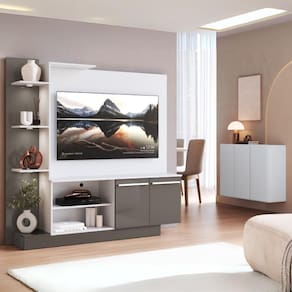 Rack com Painel para TV até 55 Polegadas e Aparador 3 Portas Multimóveis MP1097