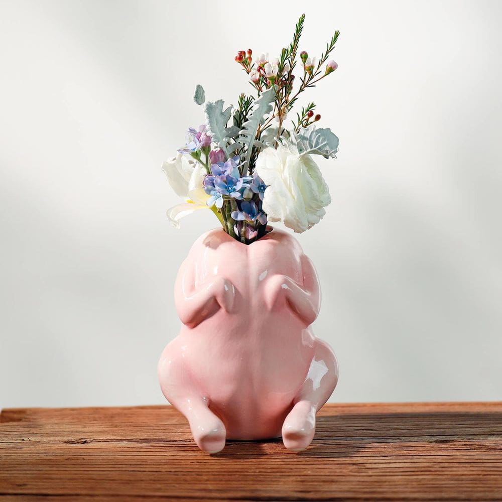 Vaso de cerâmica SAANG & JAT Pink Turkey Decoração engraçada de Ação de Graças