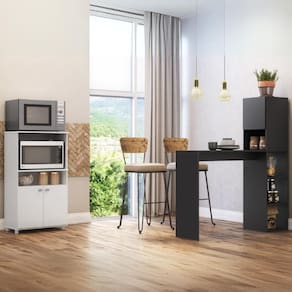 Balcão para Forno e Micro-ondas 2 Portas e Bancada com Armário Multimóveis MP2253
