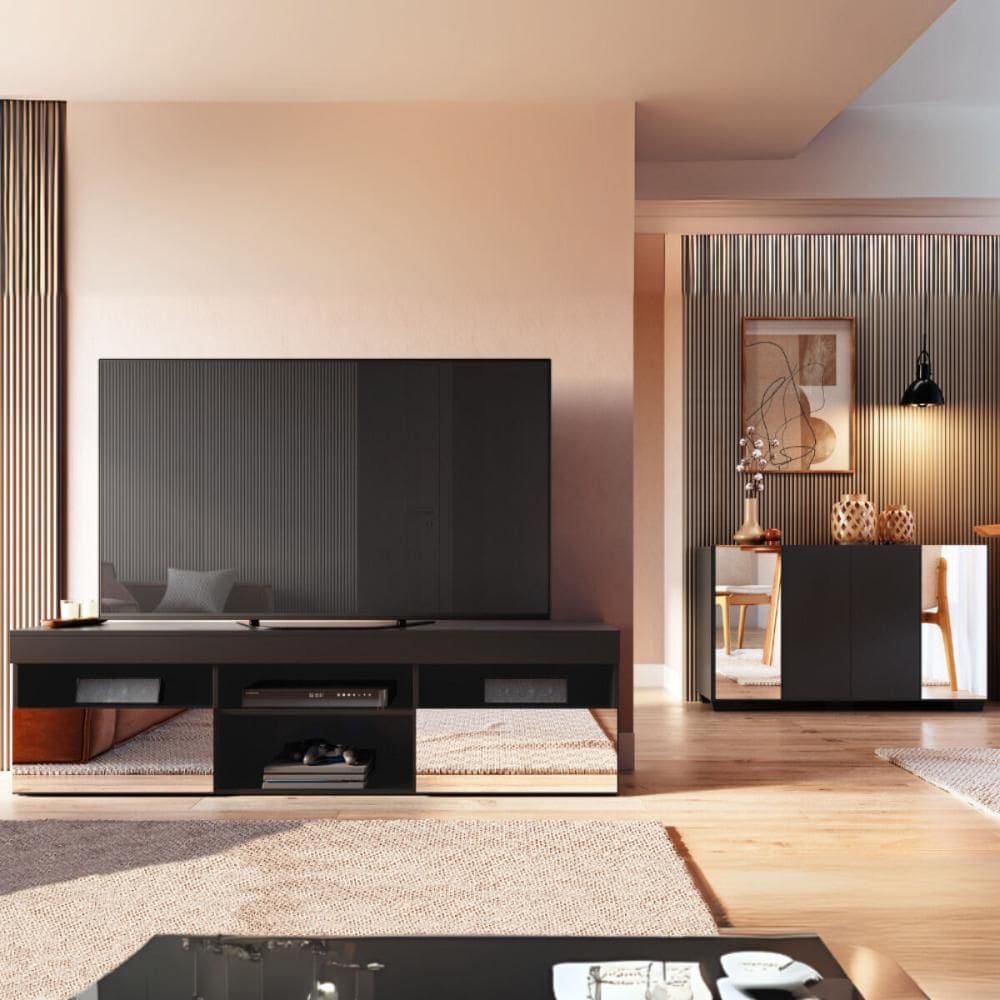 Rack para TV até 65 Polegadas 2 Portas com Aparador 4 Portas e Espelhos Multimóveis MP1096