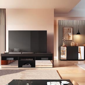 Rack para TV até 65 Polegadas 2 Portas com Aparador 4 Portas e Espelhos Multimóveis MP1096