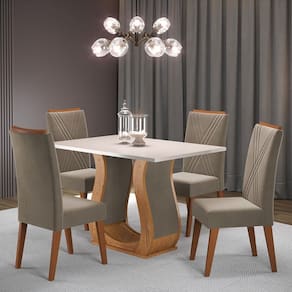 Mesa de Jantar 4 Lugares Gol Marrom/Blonde/Pérola - Viero Móveis