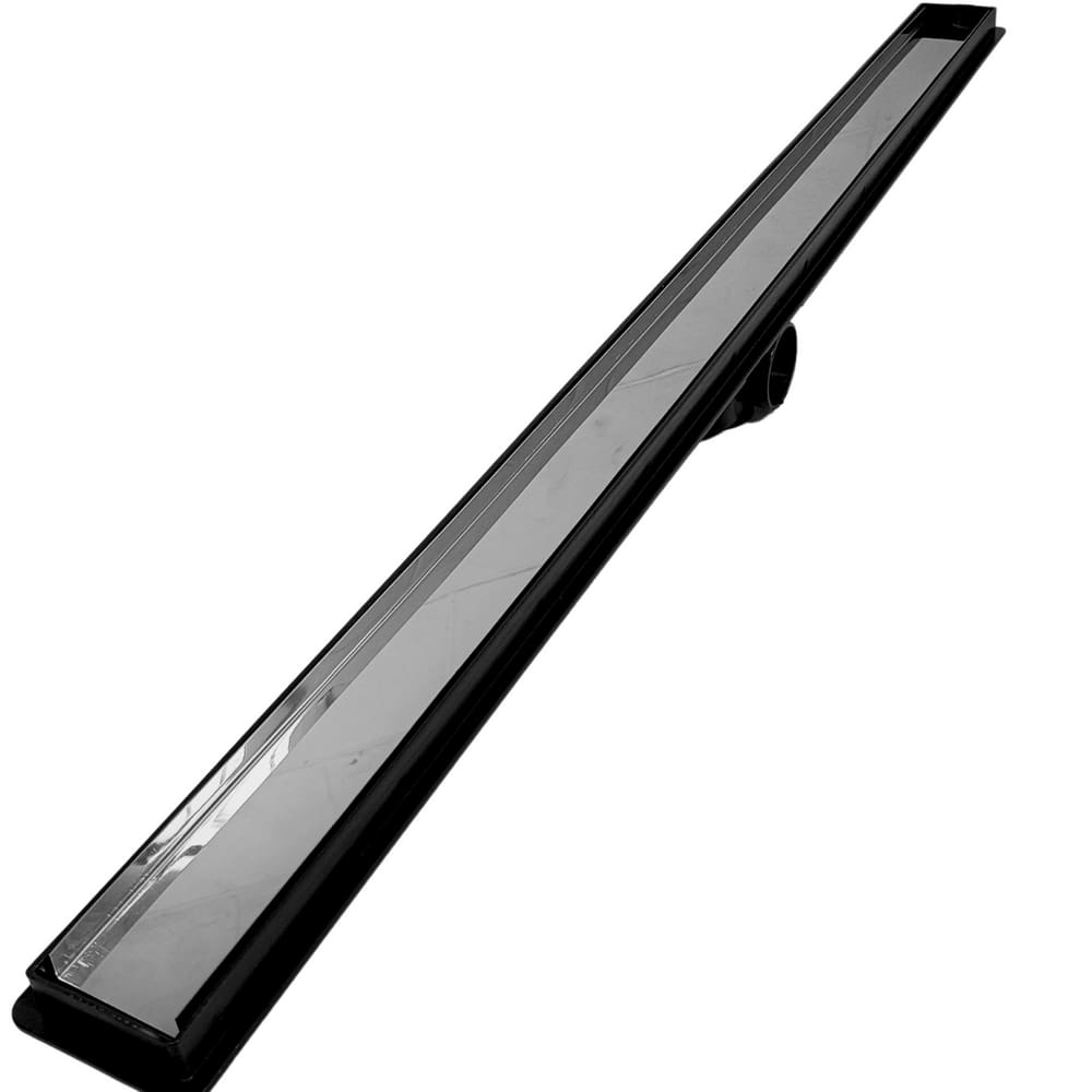 Ralo Linear 5x80 Banheiro Invisível Piso Oculto Coletor Preto Saídas 40mm com Tela (5cm x 81cm)  +3