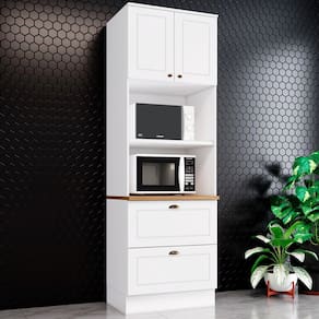 Torre Quente Americana 2 Portas 2 Gavetas 100% Mdf C351 Branco/Natural - Henn
