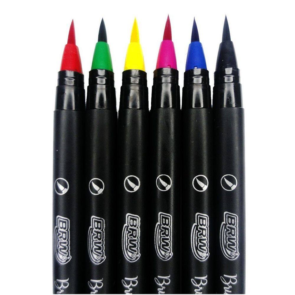 Kit 06 Caneta Pincel Brush Pen EVOQUE Aquarelavél (Marcador Artístico)