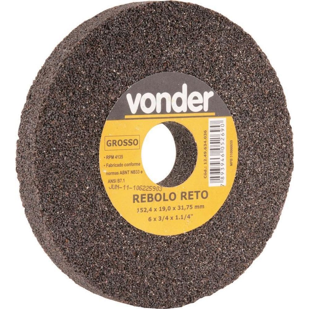 Rebolo Reto 152,4X19,0X31,8 24/36 Grosso Marrom Vonder