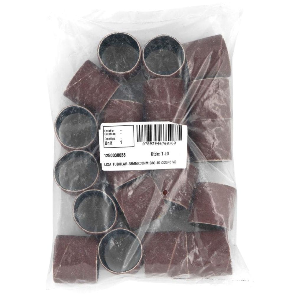 Lixa Tubular 38X38 Mm Grão 80 Jogo Com 20 Peças Vonder