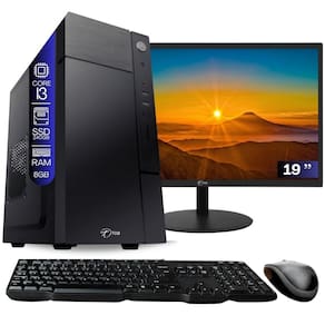 Computador Completo TOB Intel Core i3 SSD 240GB Memória 8GB Windows 10 Pro Trial + Teclado e Mouse + Monitor 19" Desktop