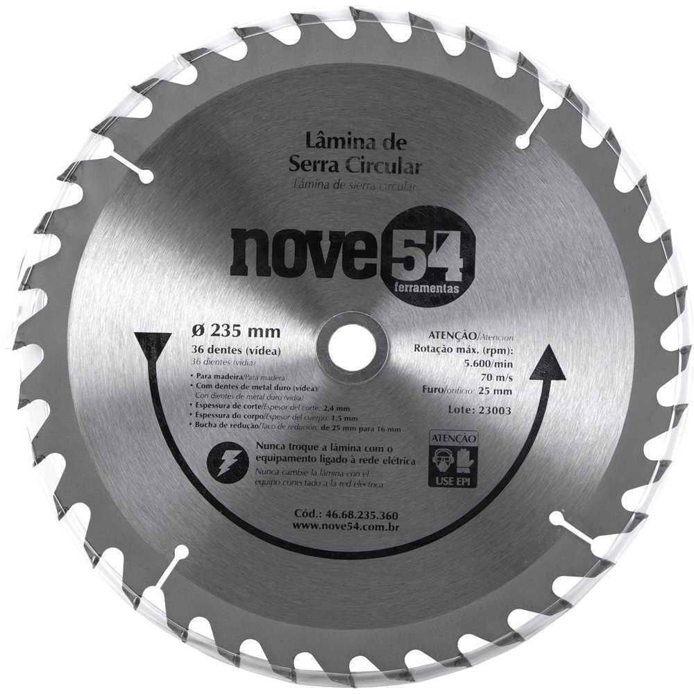 Lâmina De Serra Circular Vídea 235Mm 36 Dentes Nove54