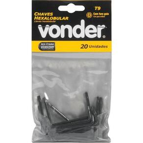 Chave Hexalobular T09 Com Furo Guia Crv Com 20 Peças Vonder