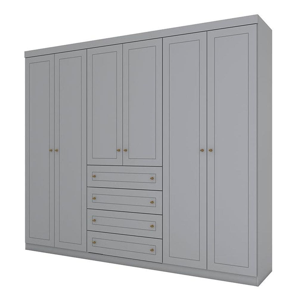 Guarda Roupa Casal Nova York 6 Portas Cinza - Henn