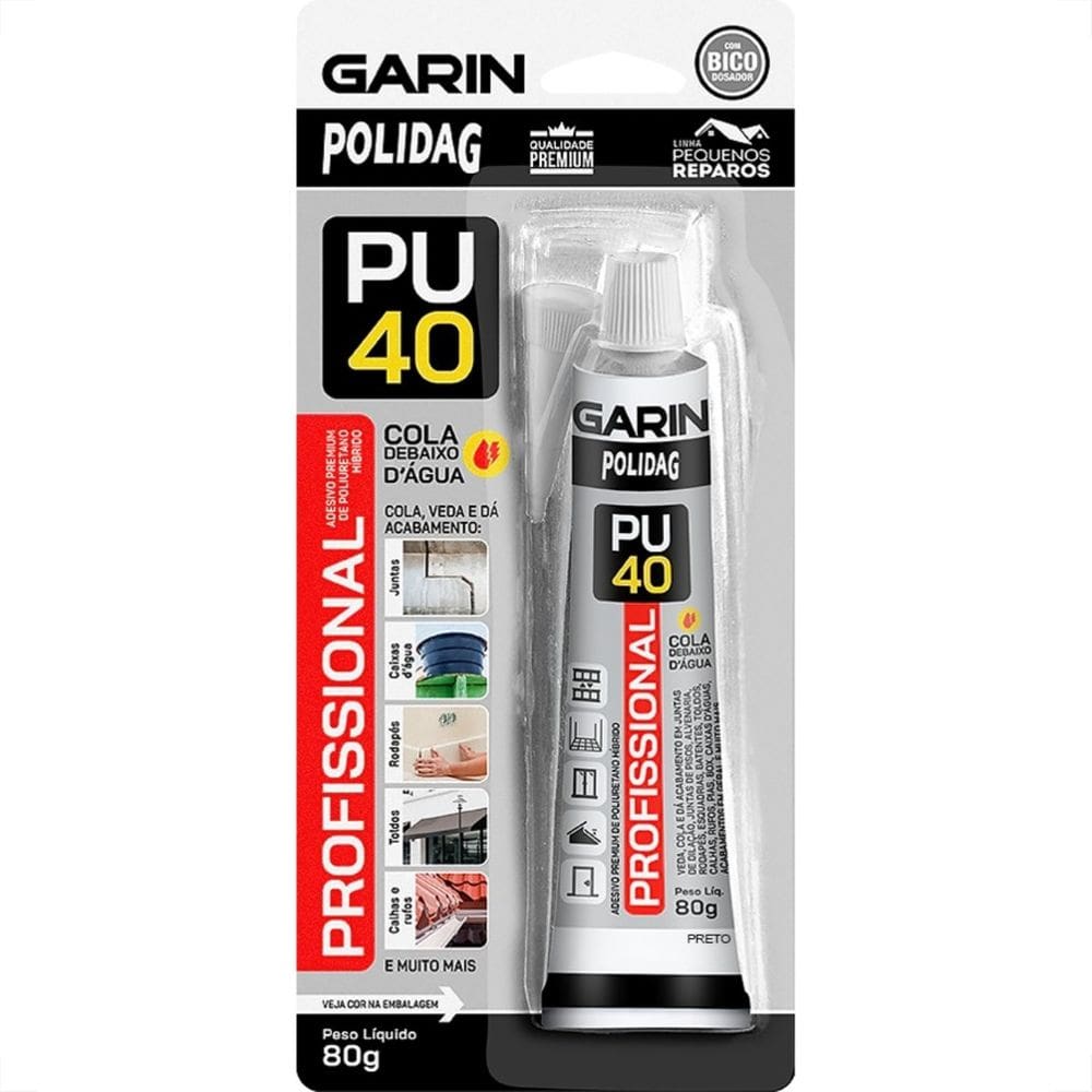 Cola Pu 40 Polidag Garin Construcao Preta 80G