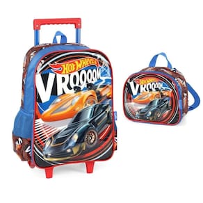 Kit Mochila Com Rodas + Lancheira Infantil Hot Wheels