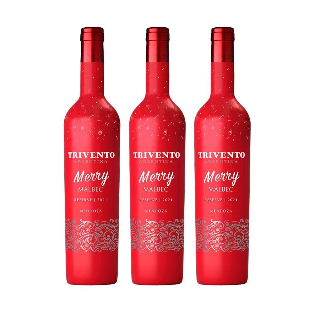Kit Vinho Trivento Merry Malbec 750ml - 3 garrafas