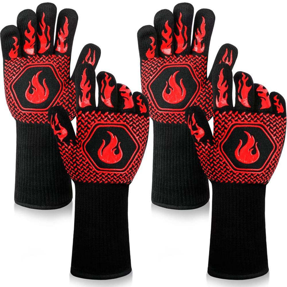 Luvas à prova de fogo para churrasco DKHDBD 1472°F vermelhas resistentes ao calor (2 pares)