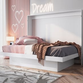 Cama de Casal Latino Articulável com Mesa de Estudos Branco - Art In Móveis