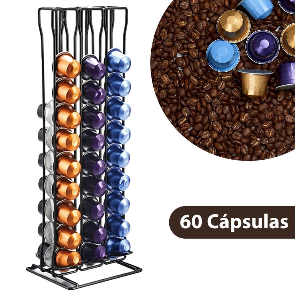 Suporte Porta 60 Cápsulas de Café Torre Organizadora Inox