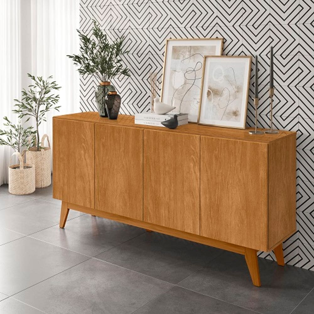 Buffet Ares Lux Quatro Portas 1.61 Nature - Tebarrot Móveis
