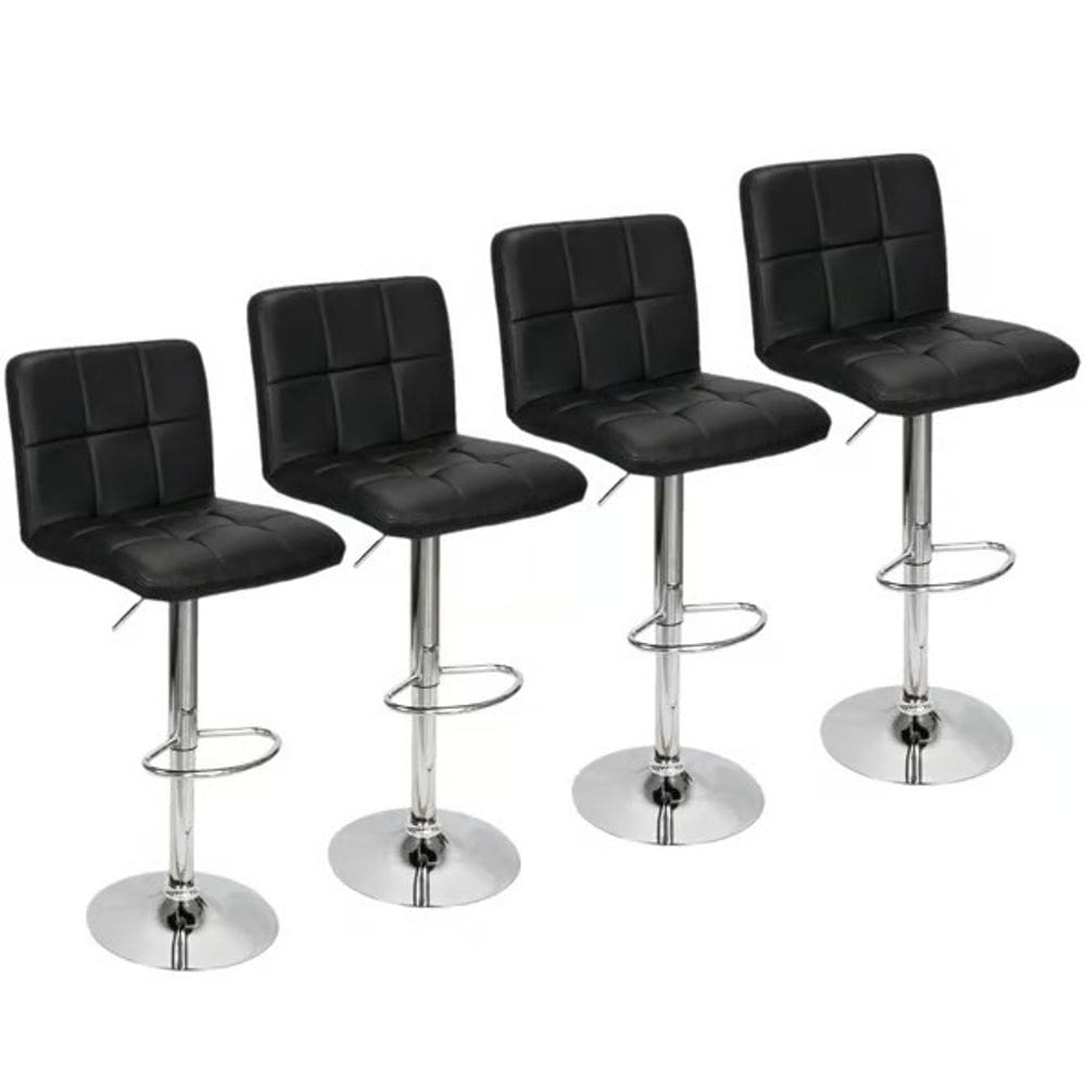 Kit 4 Banquetas Alta Cozinha Bar Balcão Bancada Americana Giratória Gomos PU - PRETA