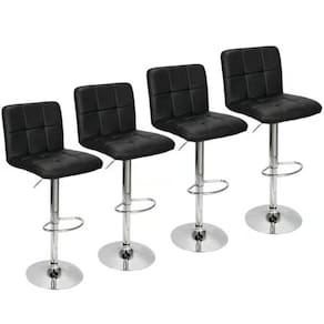 Kit 4 Banquetas Alta Cozinha Bar Balcão Bancada Americana Giratória Gomos PU - PRETA