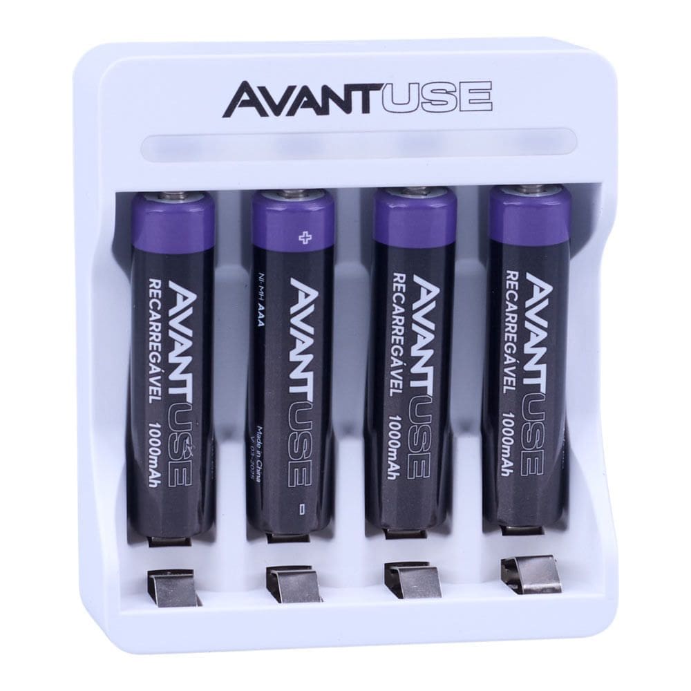 Carregador de Pilhas AAA com 4 Pilhas 1000mAh Avant Use