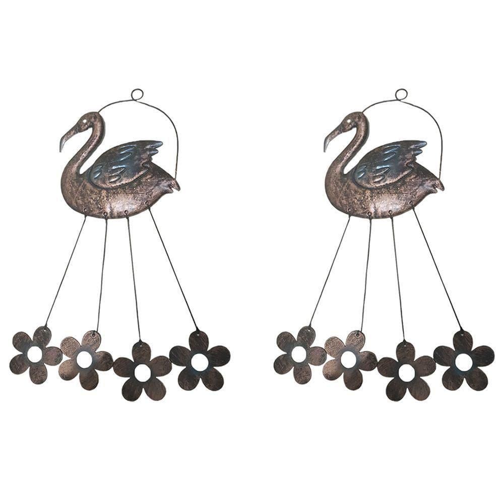 Sino Dos Ventos Flamingo Flores Cisne Kit 2 Unidades Quintal Jardim Decoraçao Varanda Enfeite Relaxante Som Suave
