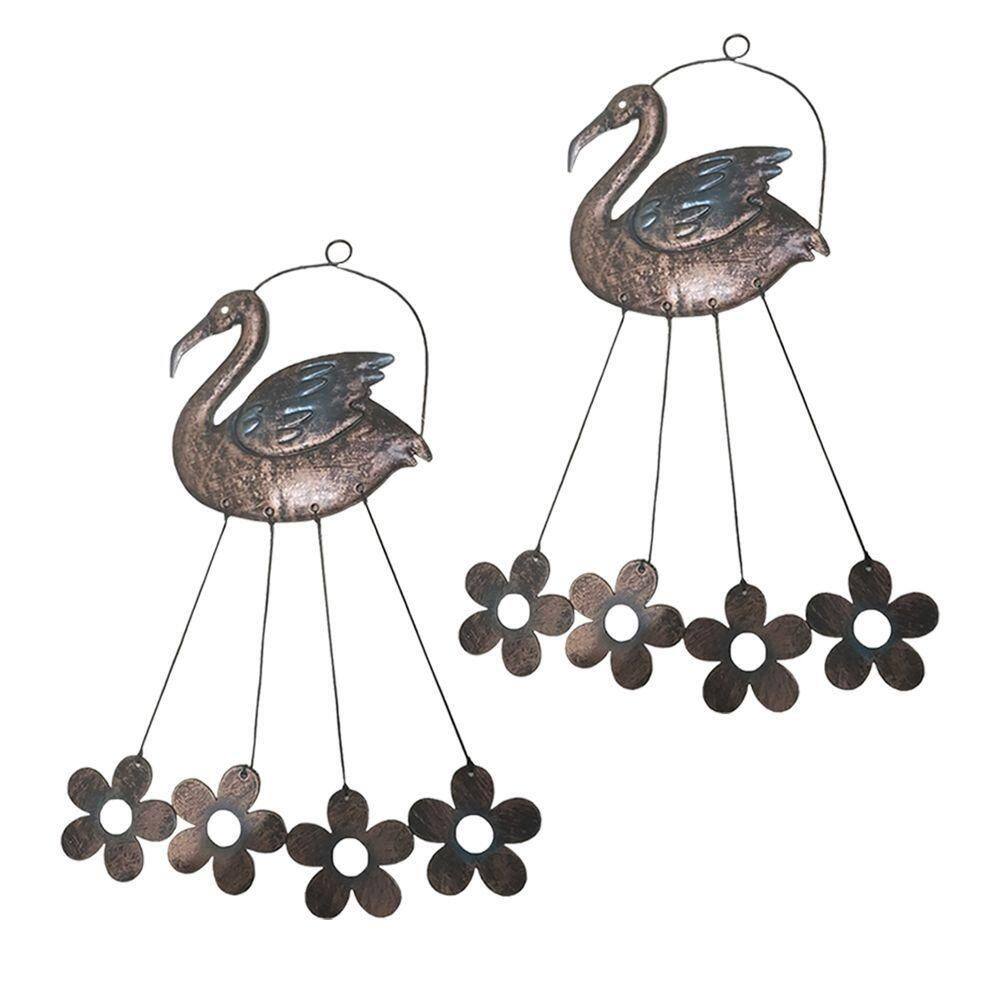 Sino Dos Ventos Flamingo Cisne Flores Kit 2 Unidades Jardim Varanda Decoraçao Quintal Enfeite Som Suave Relaxante