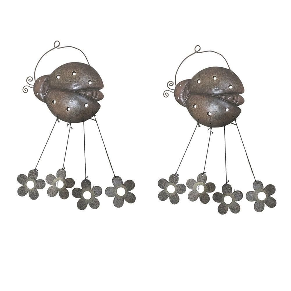 Sino Dos Ventos Joaninha Flores Cisne Kit 2 Unidades Decoraçao Varanda Enfeite Quintal Jardim Relaxante Som Suave