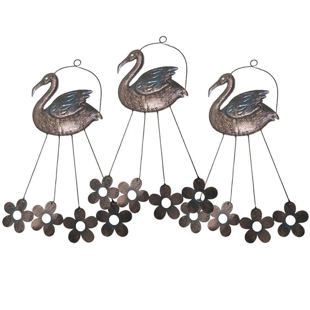 Sino Dos Ventos Flores Cisne Flamingo Kit 3 Unidades Jardim Decoraçao Varanda Quintal Relaxante Som Suave Enfeite