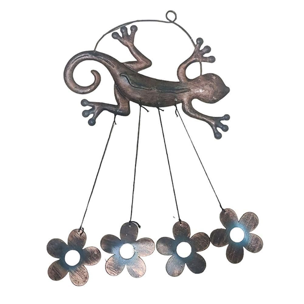 Sino Dos Ventos Lagartixa Flores Decoraçao Janela Varanda Quintal Jardim Enfeite Ambiente Externo