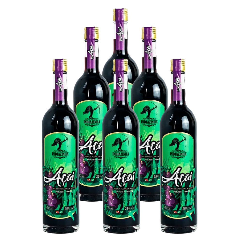 Cachaça Mista de Açaí Indiazinha 750ml 6 Unidades