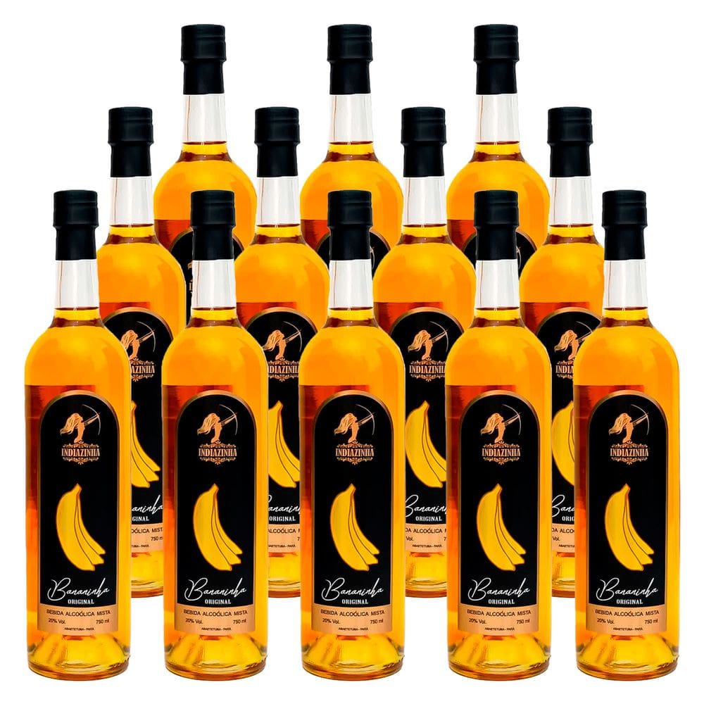 Cachaça Mista de Banana Indiazinha 750ml 12 Unidades