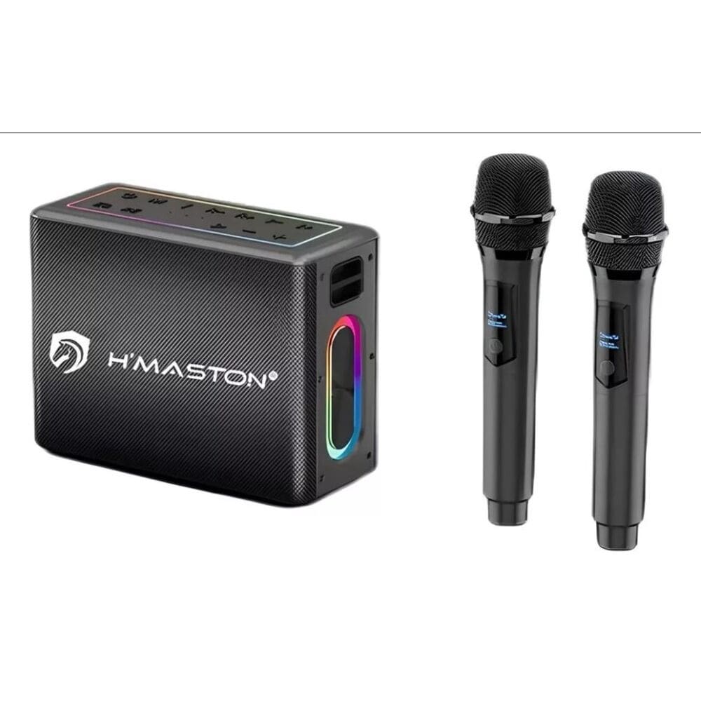 Caixa De Som Bluetooth Portátil H maston 120w 2 Microfone