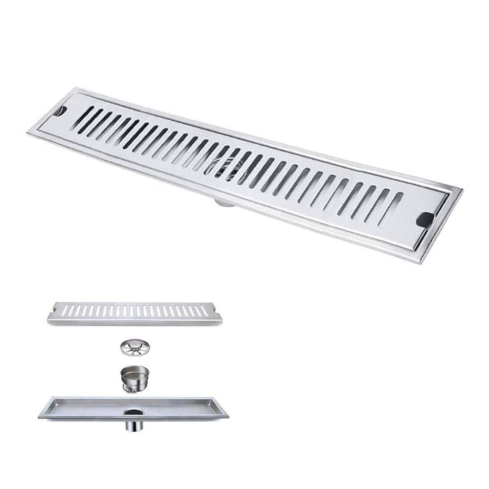 Ralo Linear 50cm Inox Anti Odor Anti Inseto Banheiro Lavabo Area Externa Quintal Resistente Higienico Seguro