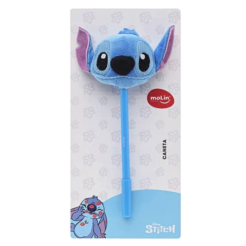 Caneta Esferográfica Azul 0.7 Com Pelúcia Do Stitch Molin Stitch