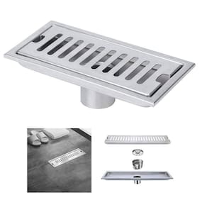 Ralo Linear 30cm Aço Inox Banheiro Area Externa Lavabo Anti Odor Anti Inseto Quintal Piscina Resistente Seguro Higienico