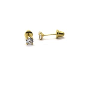 Brinco Infantil Ouro 18k Ponto Luz Tarraxa Baby Branco Delicado