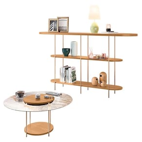 Aparador Infinity e Mesa de Centro Sky com Tampo de Vidro Cinamomo – HB Móveis