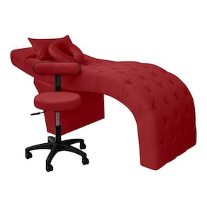 Maca Estética Para Extensão De Cílios Charme + Mocho Tapeçado Veludo Vermelho