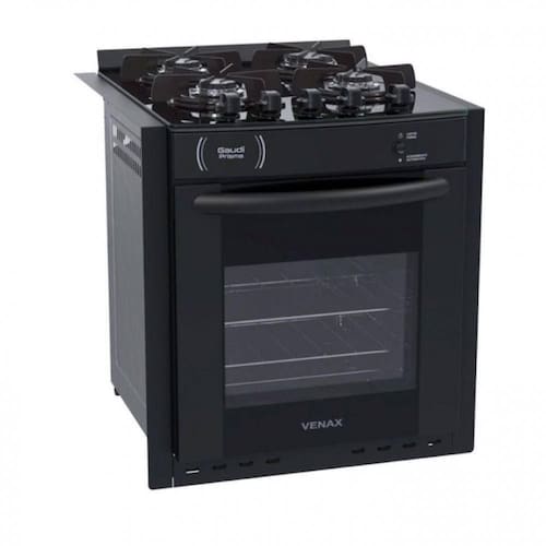 imagem-Fogao De Embutir 4 Bocas Venax Gaudi Prisma Vitreo Bl Preto Gas Glp - Bivolt