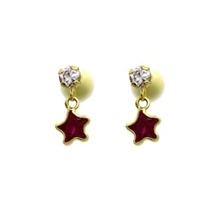 Brinco Infantil Pendente Estrela Delicado Ouro 18k J22972