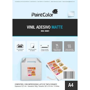 Vinil Adesivo Matte para Jato de Tinta 200g A4 - 10 Folhas