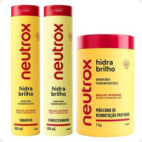 Kit Neutrox Hidra Brilho: Shampoo, Condicionador 300ml e Máscara 1Kg