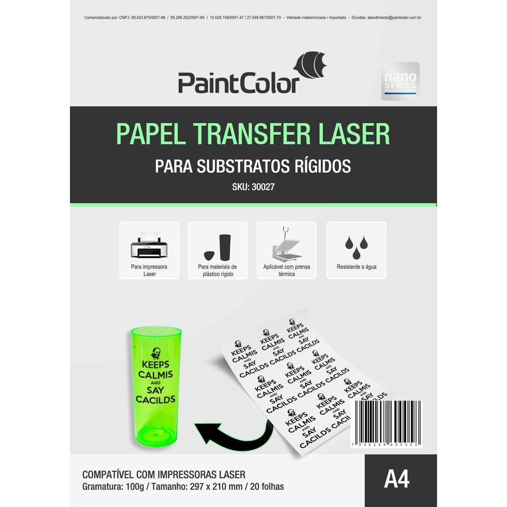 Papel Transfer Laser Para Substratos Rígidos 100g A4 - 20 Folhas
