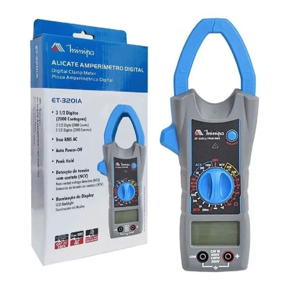Alicate Amperímetro Digital True RMS ET-3201A Minipa