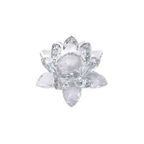 Enfeite Decoração De Cristal Vidro Flor De Lotus Para Sala Quarto Cristaleira Pequeno 8cm Cor:transparente