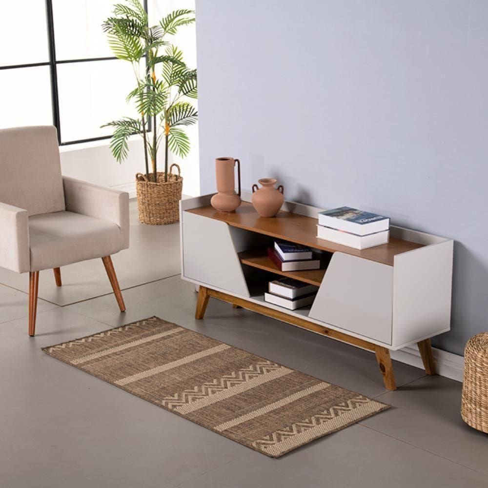 Tapete Passadeira Sisal 2,00m X 66cm Base Antiderrapante Para Corredor Cozinha Quarto Sala Mescla 1