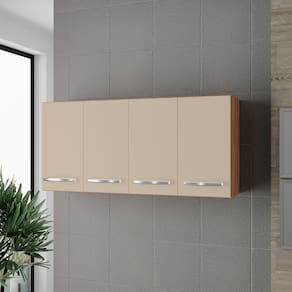Armário G1 Aéreo Mara 1.20 4 Portas na Cor Savana/off White - Móblis
